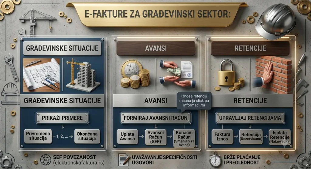 E-fakture za građevinski sektor: situacije, avansi i retencije