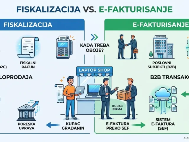 Fiskalizacija vs. e-fakturisanje: koja je razlika i kada vam treba oboje