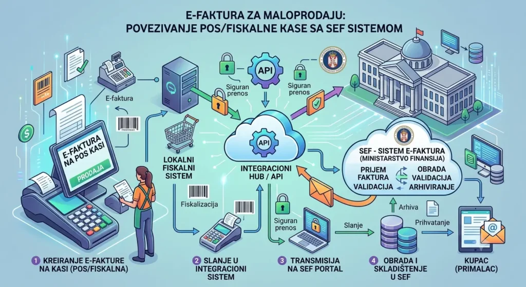 E-faktura za maloprodaju: kako povezati POS/fiskalnu kasu sa SEF sistemom