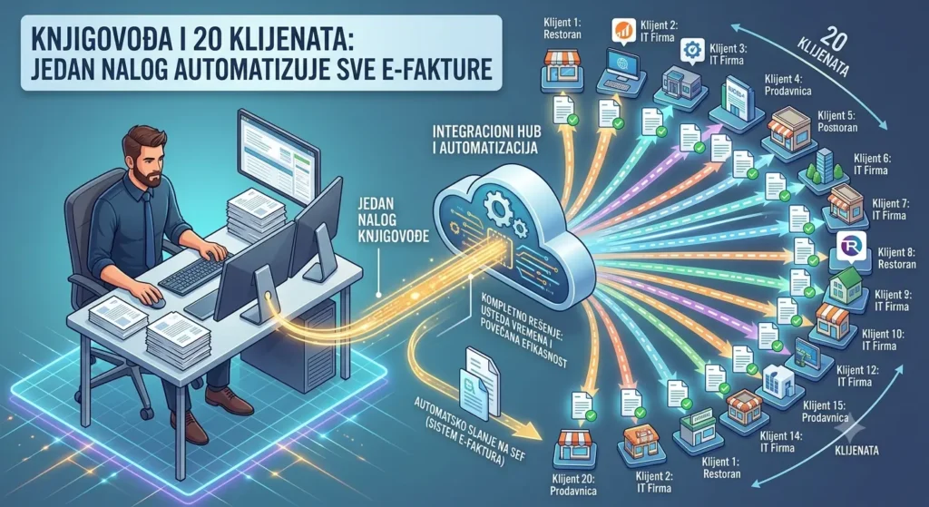 Knjigovođa i 20 klijenata: Kako jedan nalog automatizuje sve e-fakture odjednom